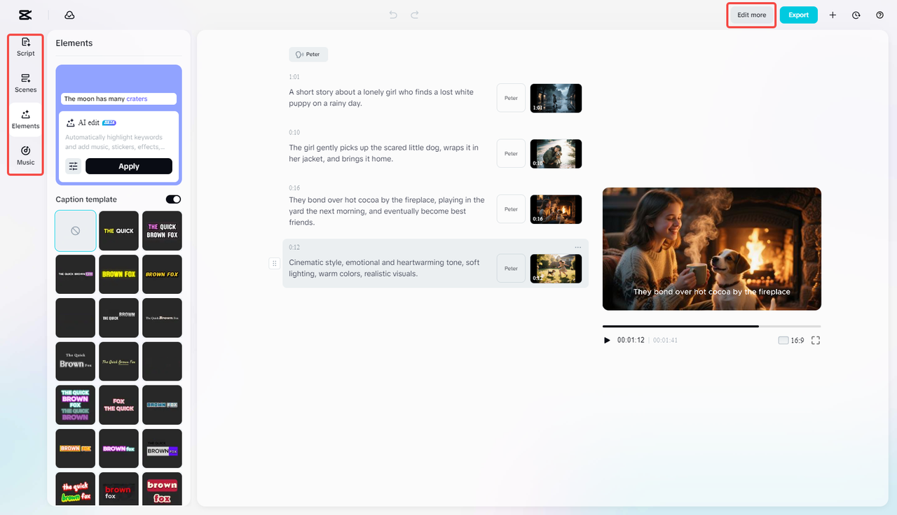 Edit the generated video with rich features