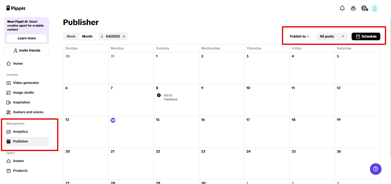 Publicador automático do Pippit