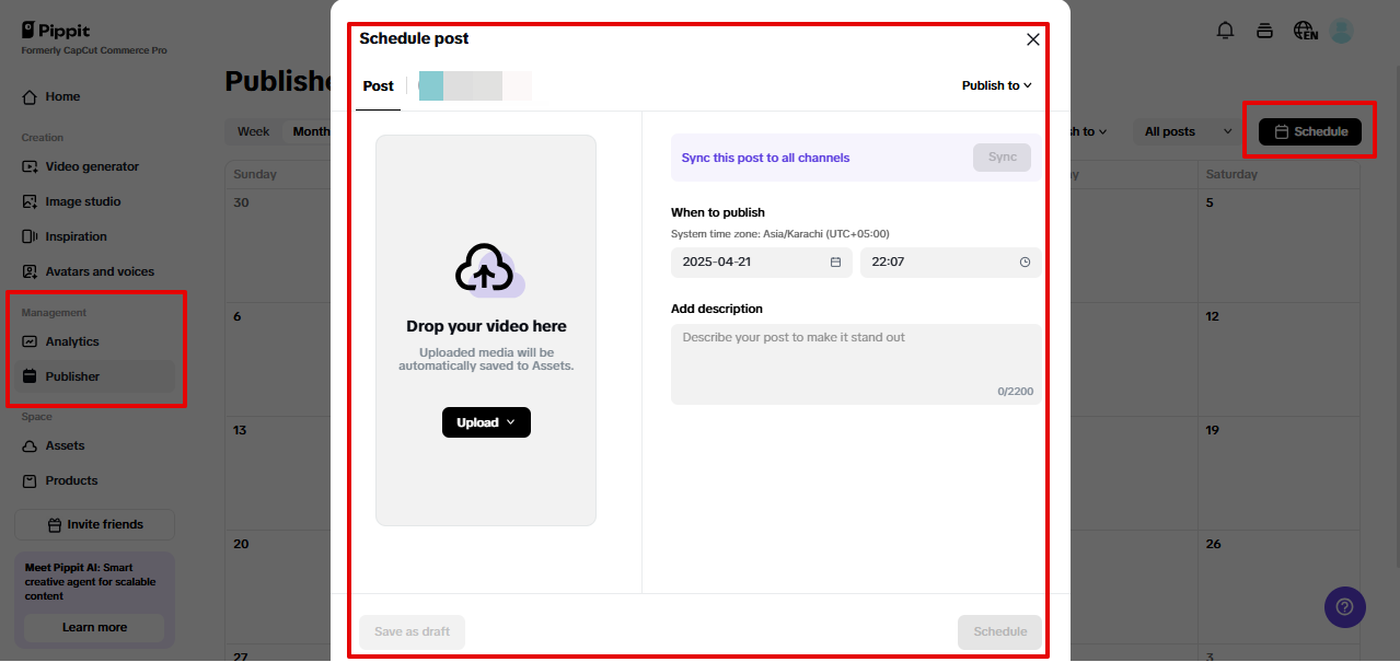 Pippit publisher and analytics