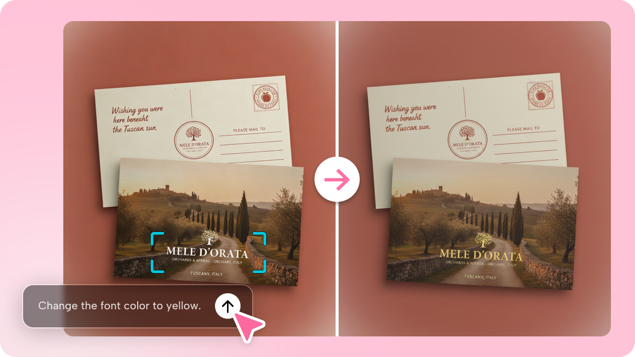 Customize and refine your postcard with interactive editing