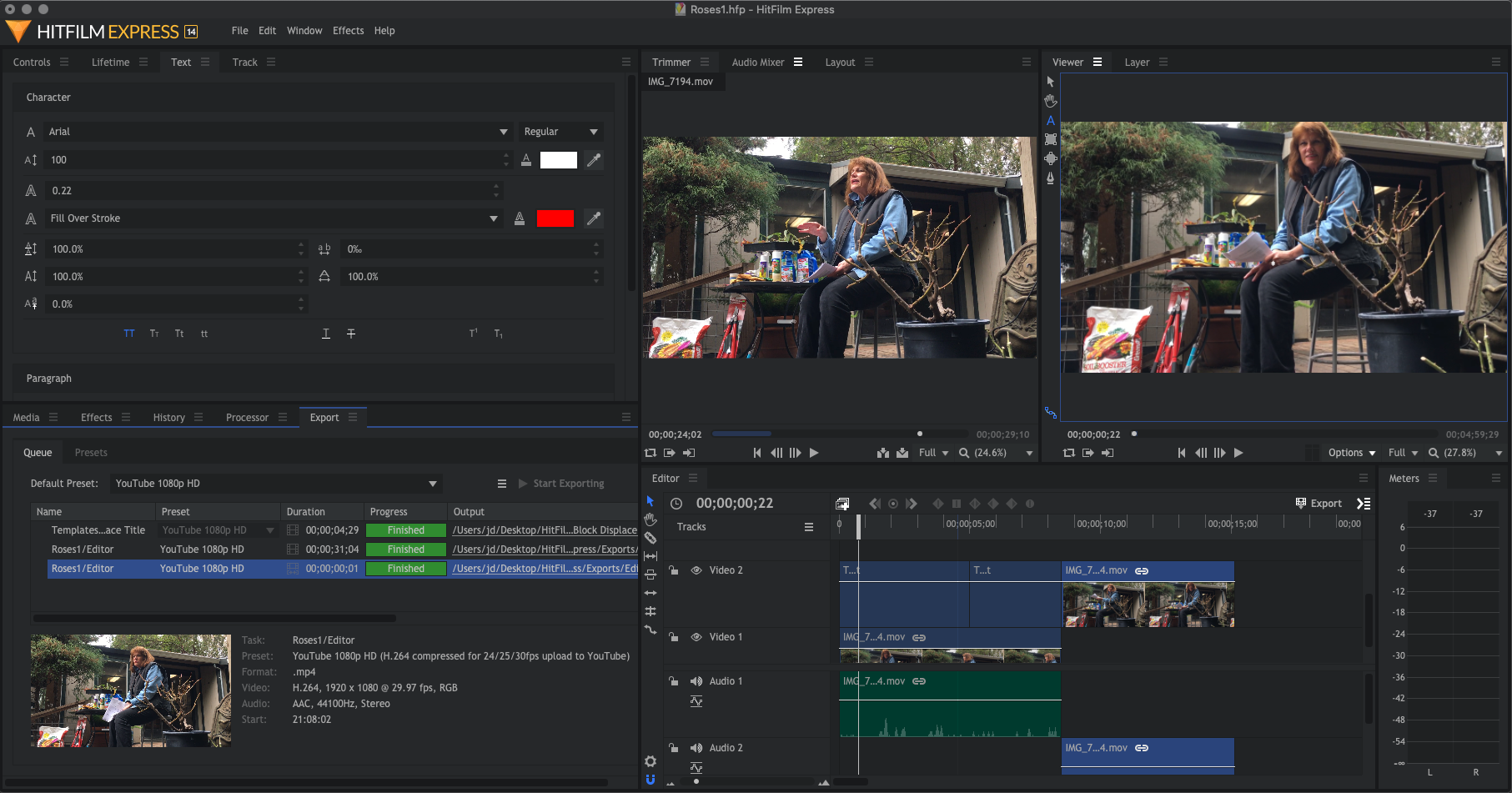 Interface of HitFilm Express
