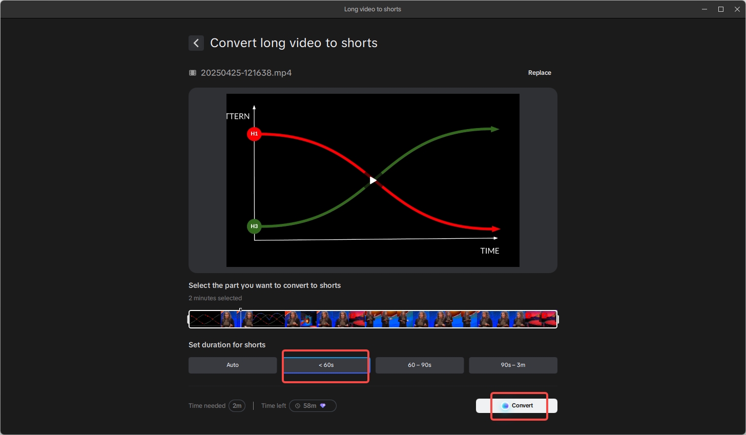 Convert a long video to shorts