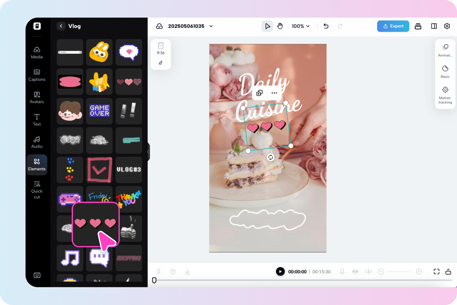 Edit dan ganti klip di timeline serta ubah teksnya