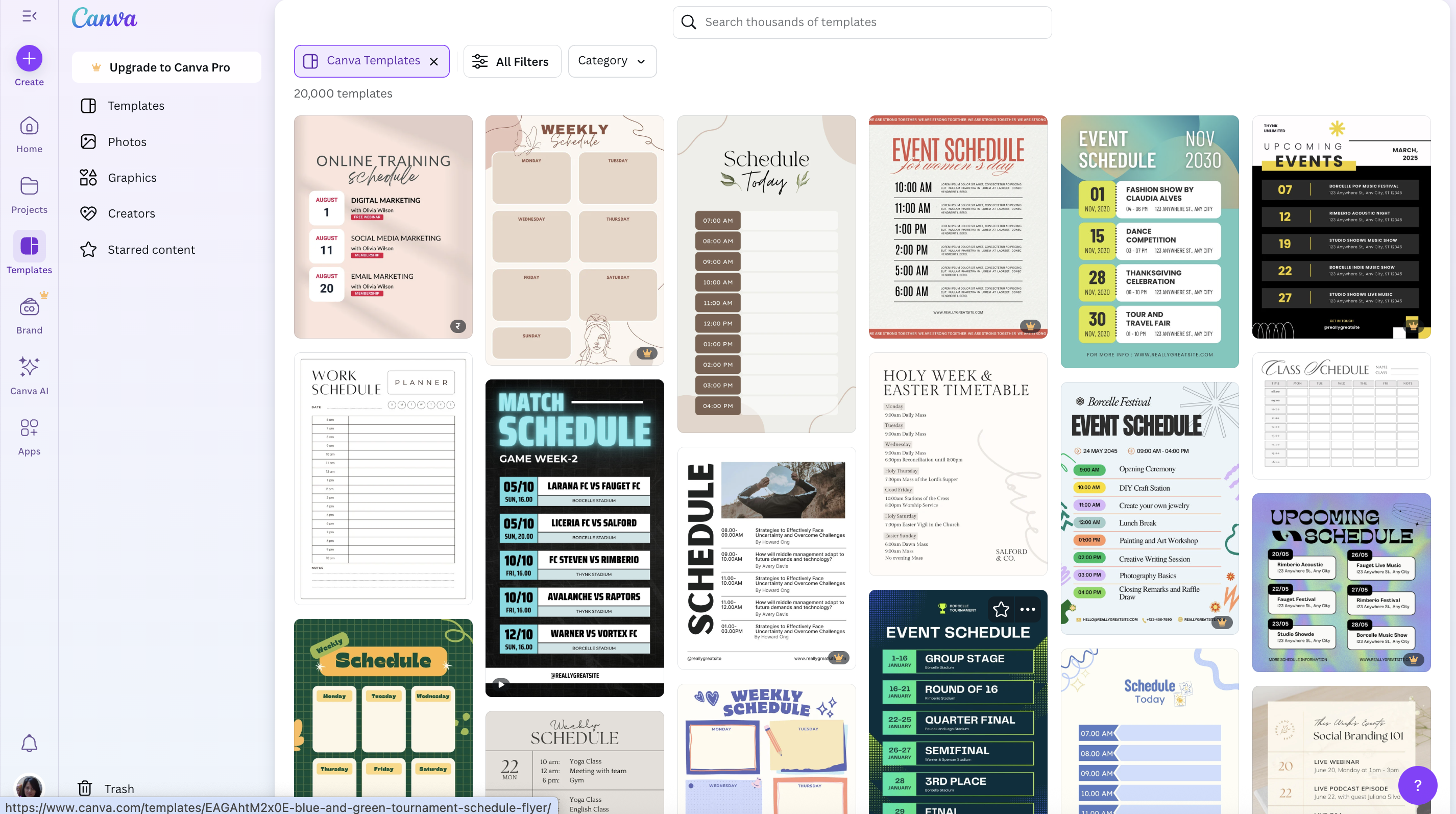 Canva weekly work schedule template