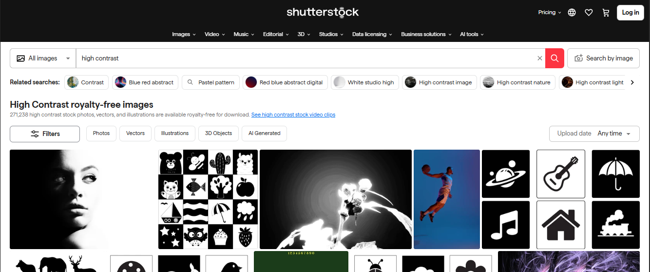 Shutterstock - a well-known resource for high-quality images with high contrast