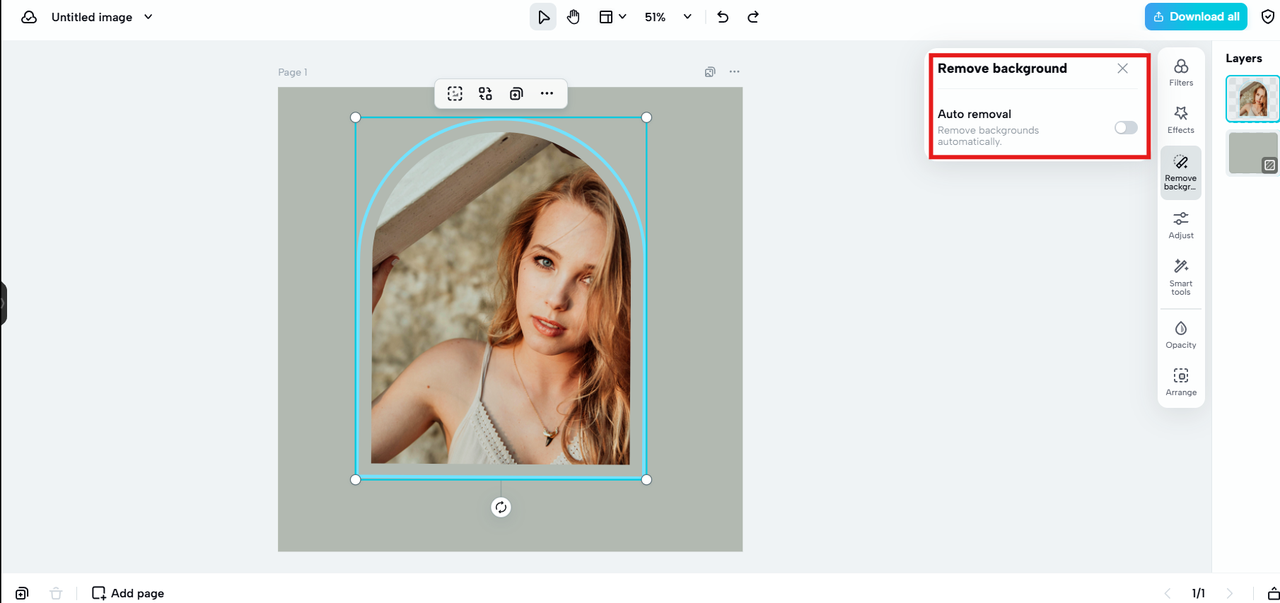 Automatic background removal