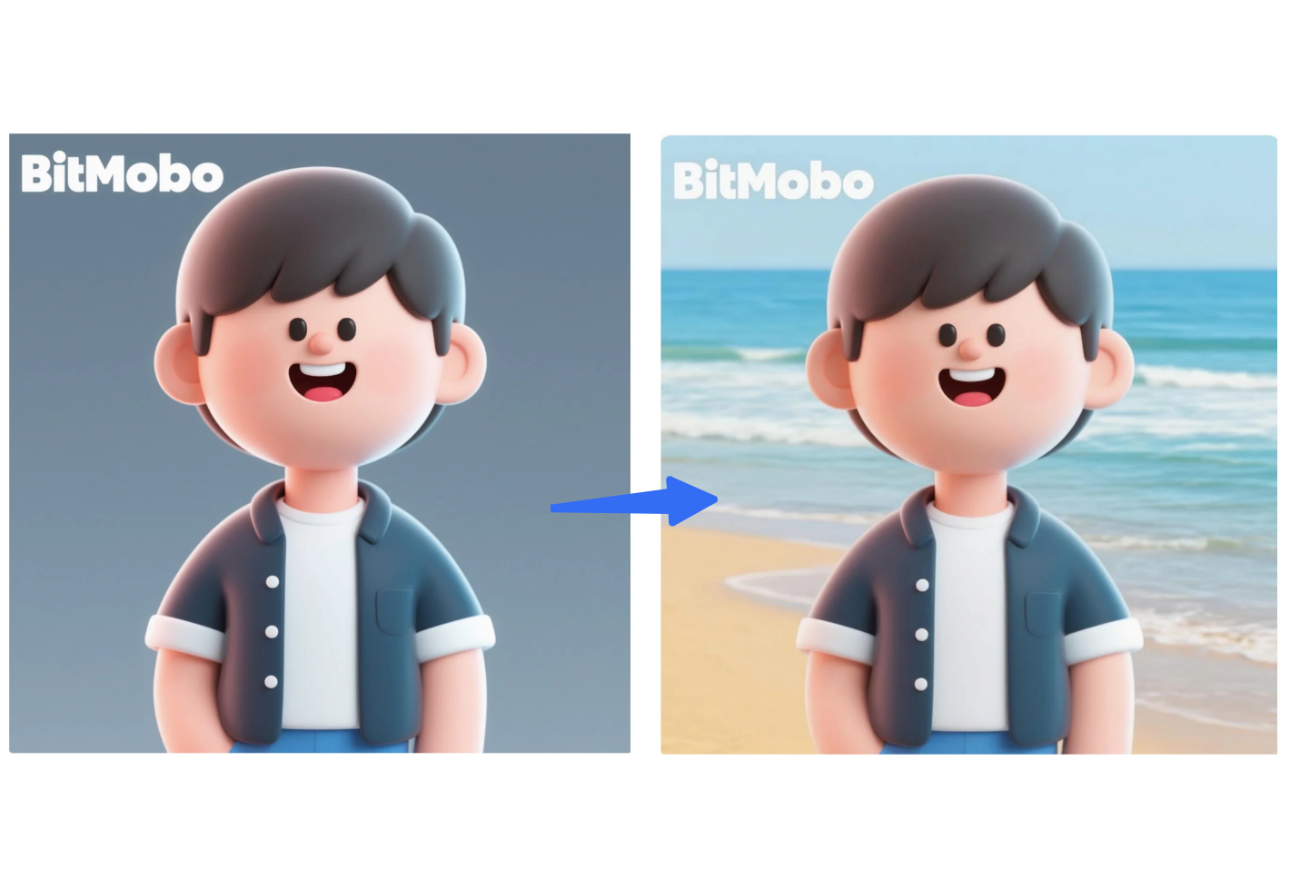 Bitmoji generat de AI cu un fundal și o scenă personalizate