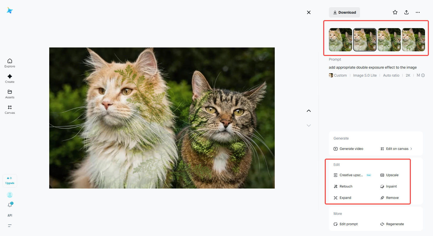 Edit and refine the double exposure image