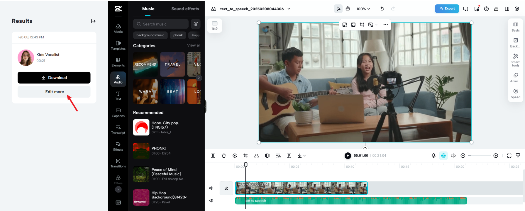Integration of music video creation