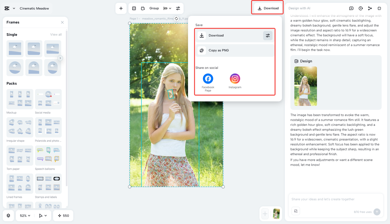 Download and share the edited image