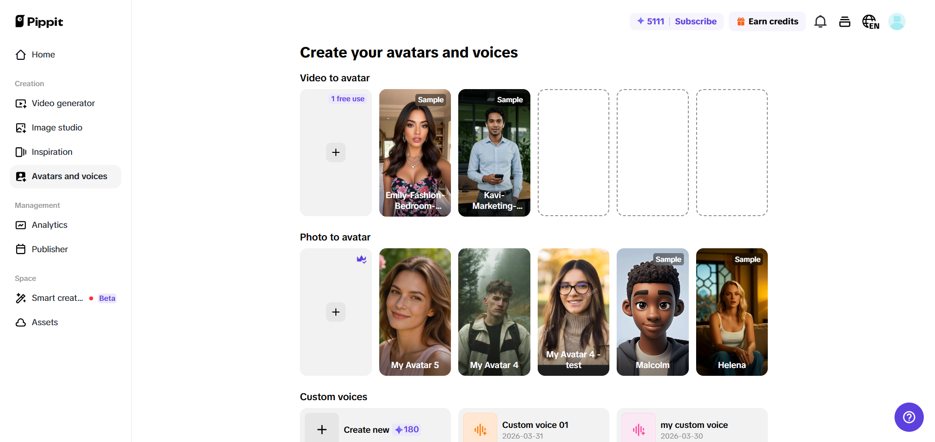 Custom avatars and voices
