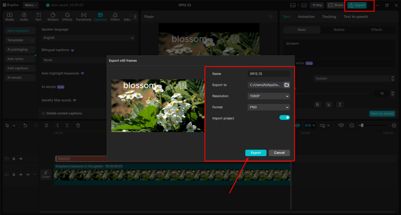 Exportieren der Medien aus dem CapCut Desktop-Video-Editor