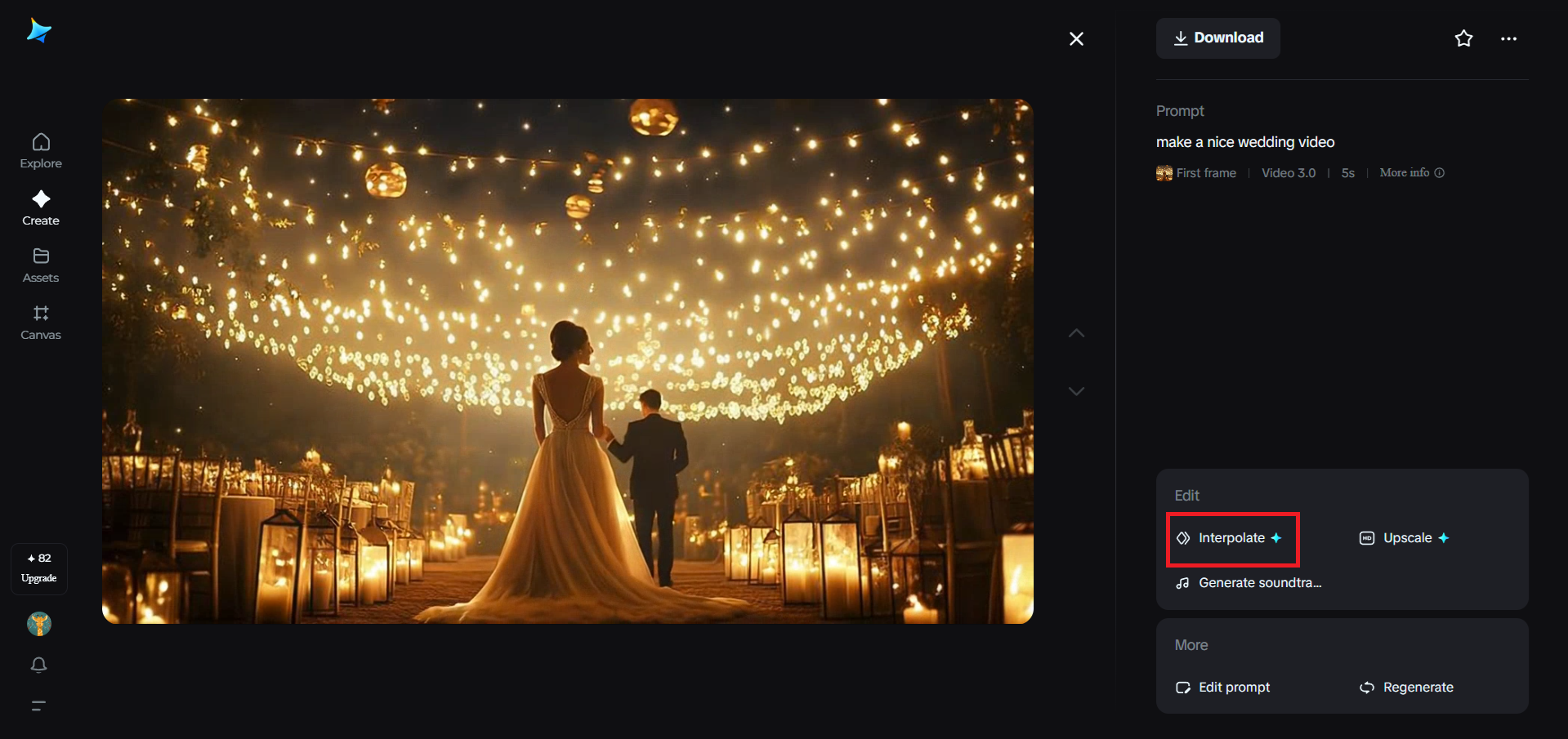 Interpolationsfunktion in Dreamina