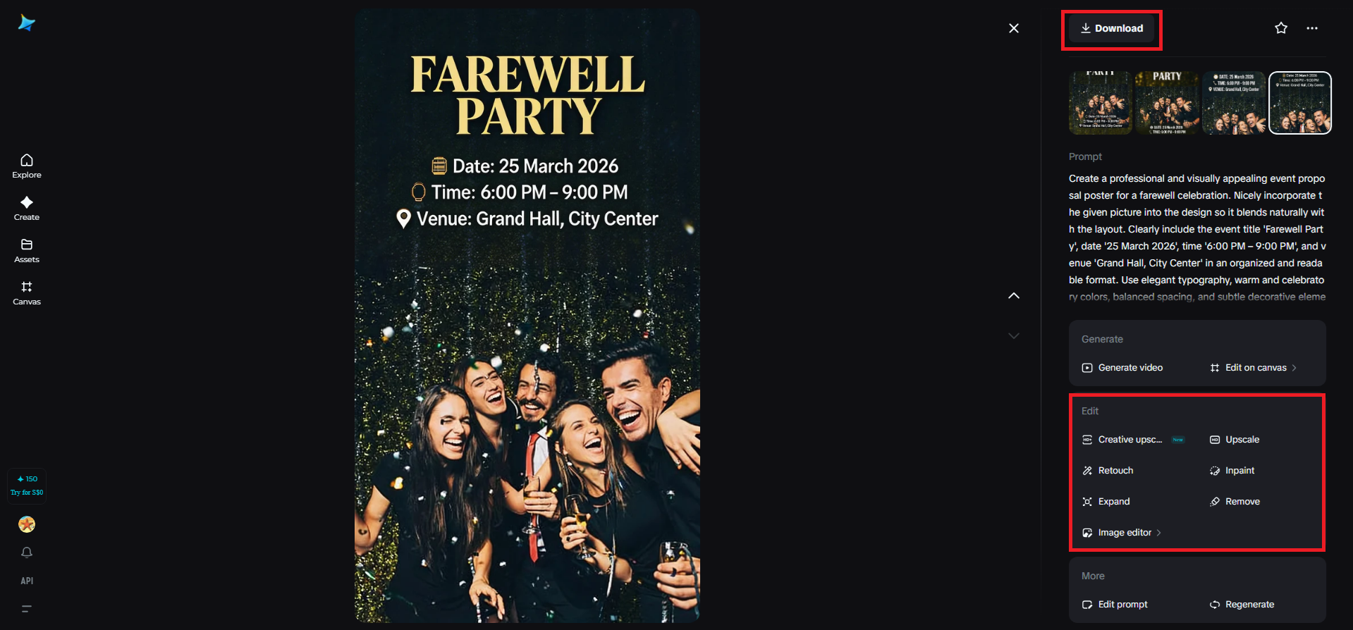 Refine and download your visual