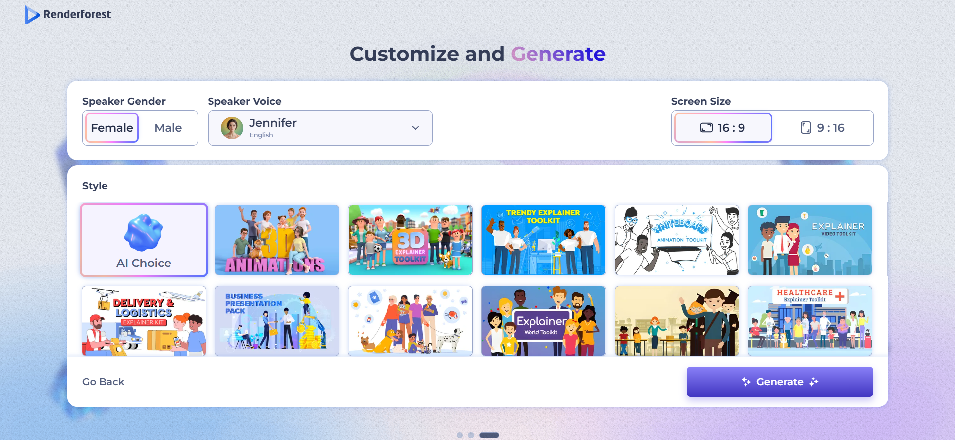 Voiceover customization options