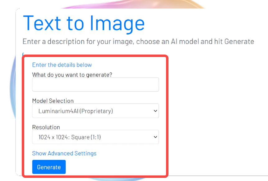 Eingabe einer Aufforderung im Gcore-Bildgenerator