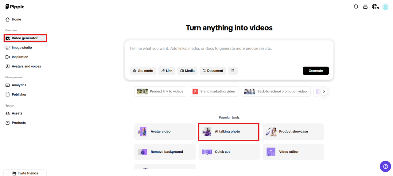 Access the AI talking photo