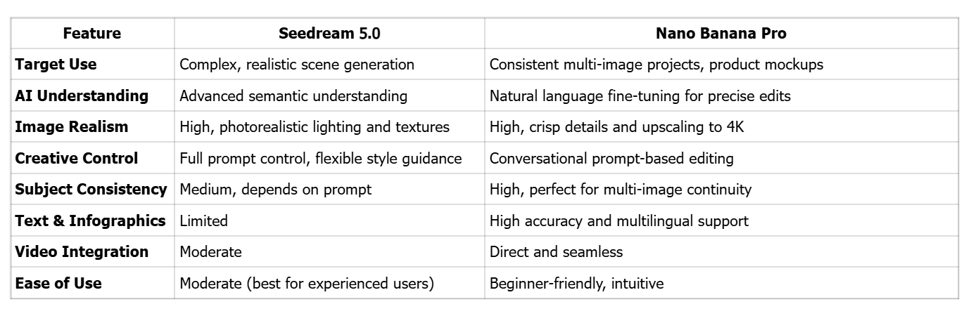 Seedream 5.0 vs Nano Banana Pro