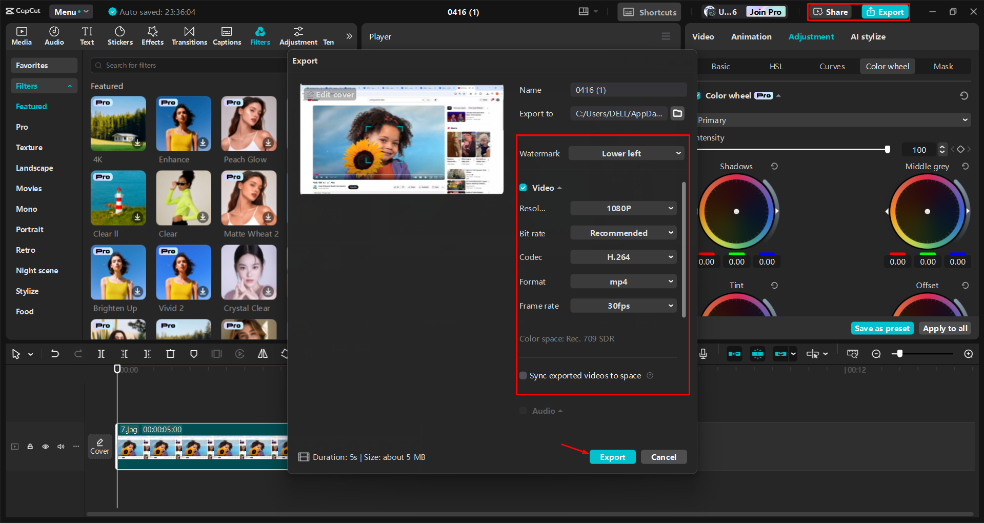 Exporter une vidéo à partir de l' CapCut éditeur vidéo de bureau