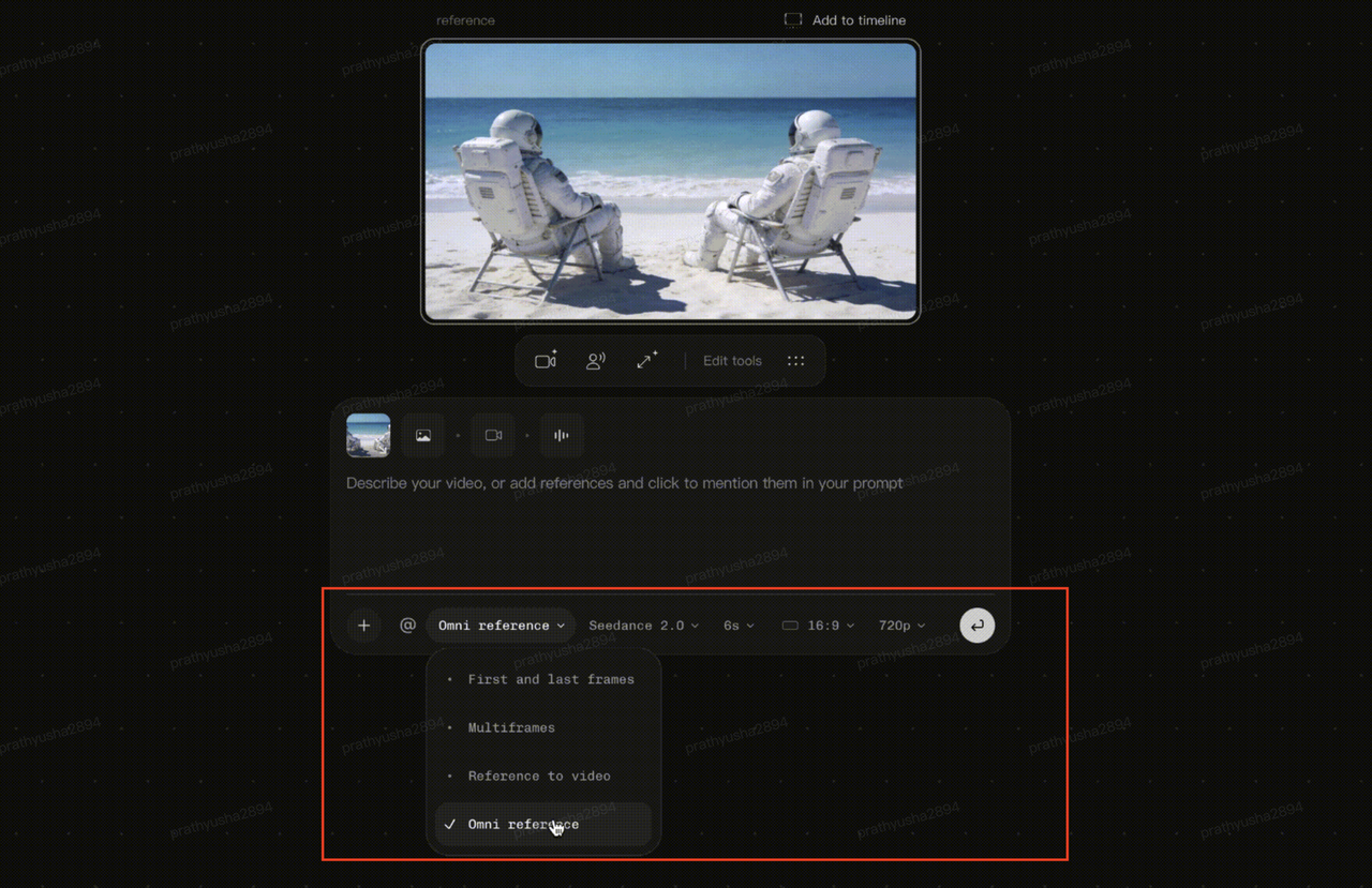 Select the video model and generate