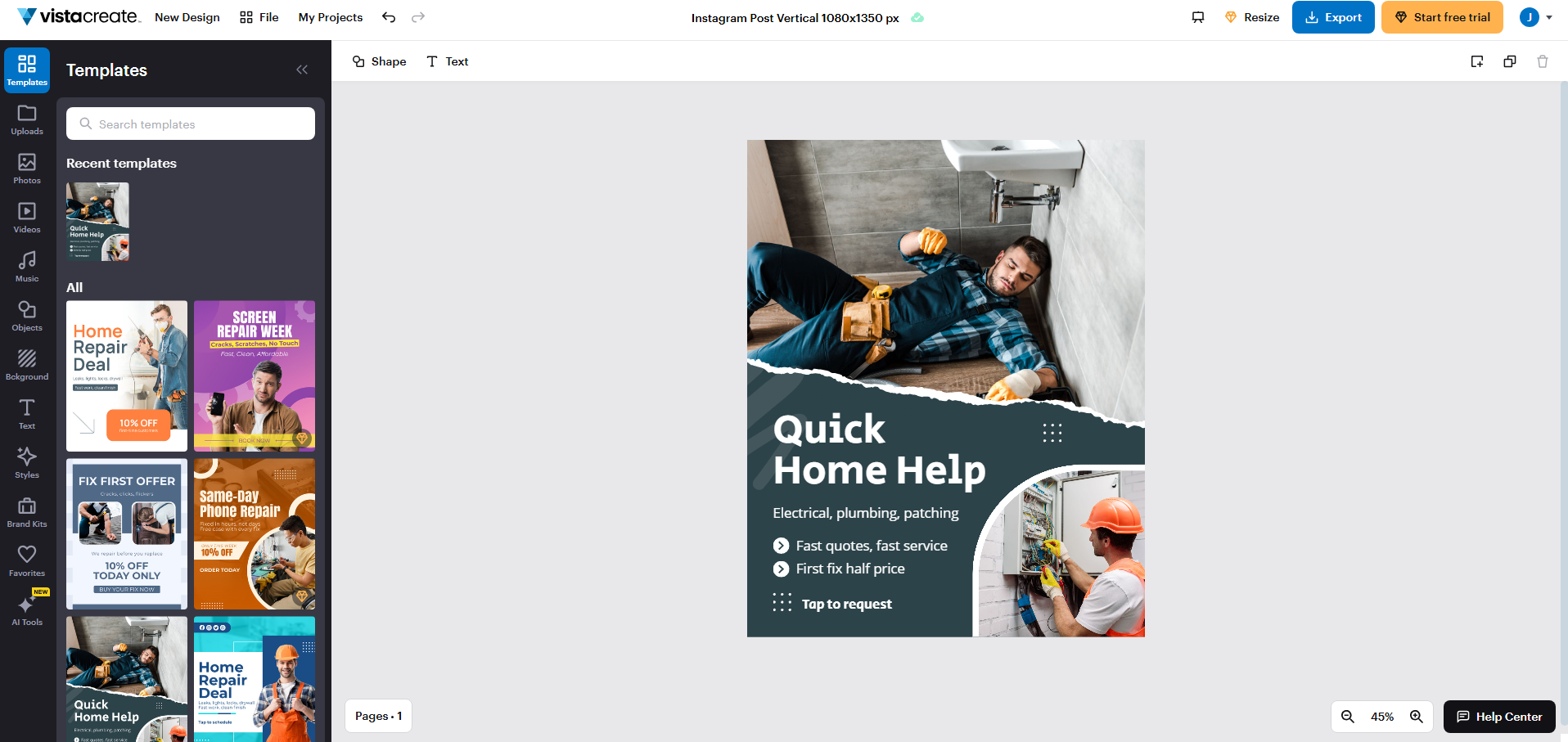 VistaCreate ad templates