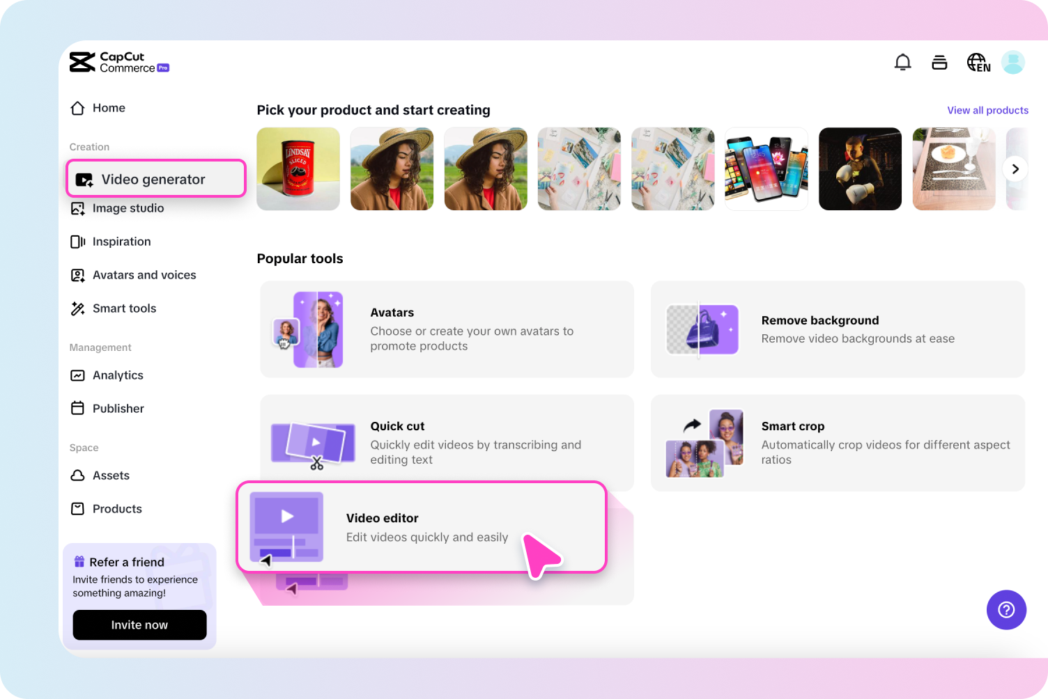 Go to the video generator