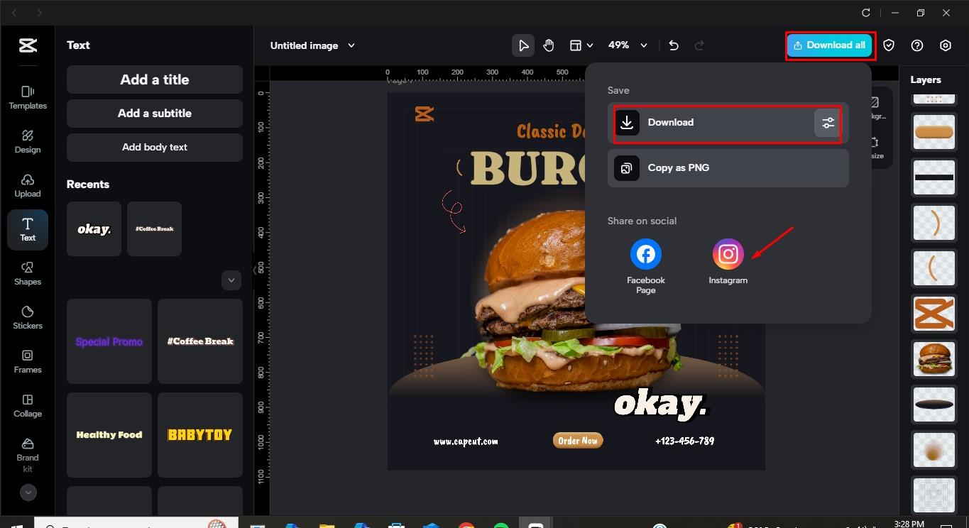 Exporting your Instagram post