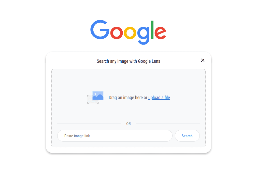 Interface of Google Lens - a tool for Facebook image search