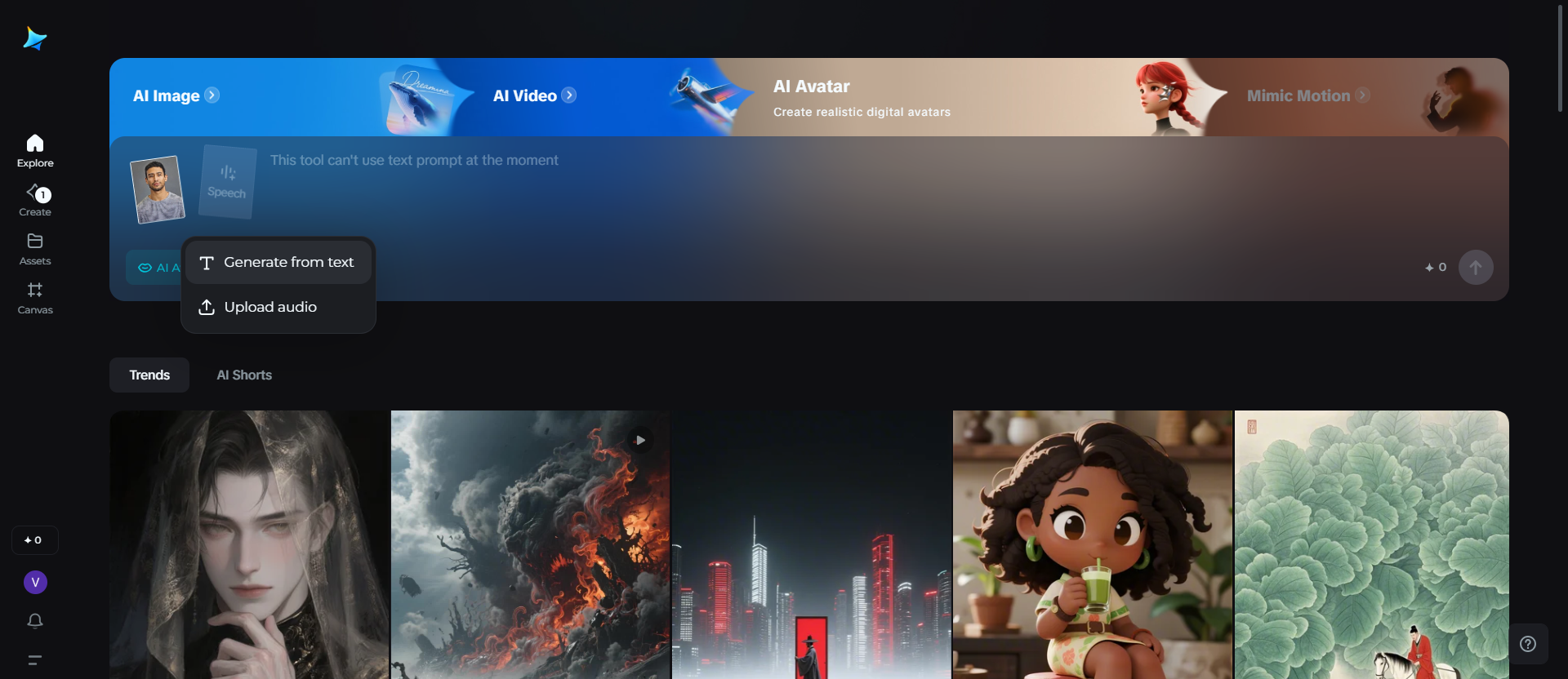 Select "Generate from text"