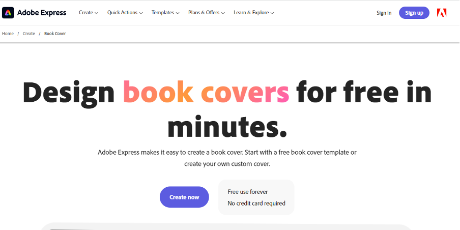 Adobe Express design book cover
