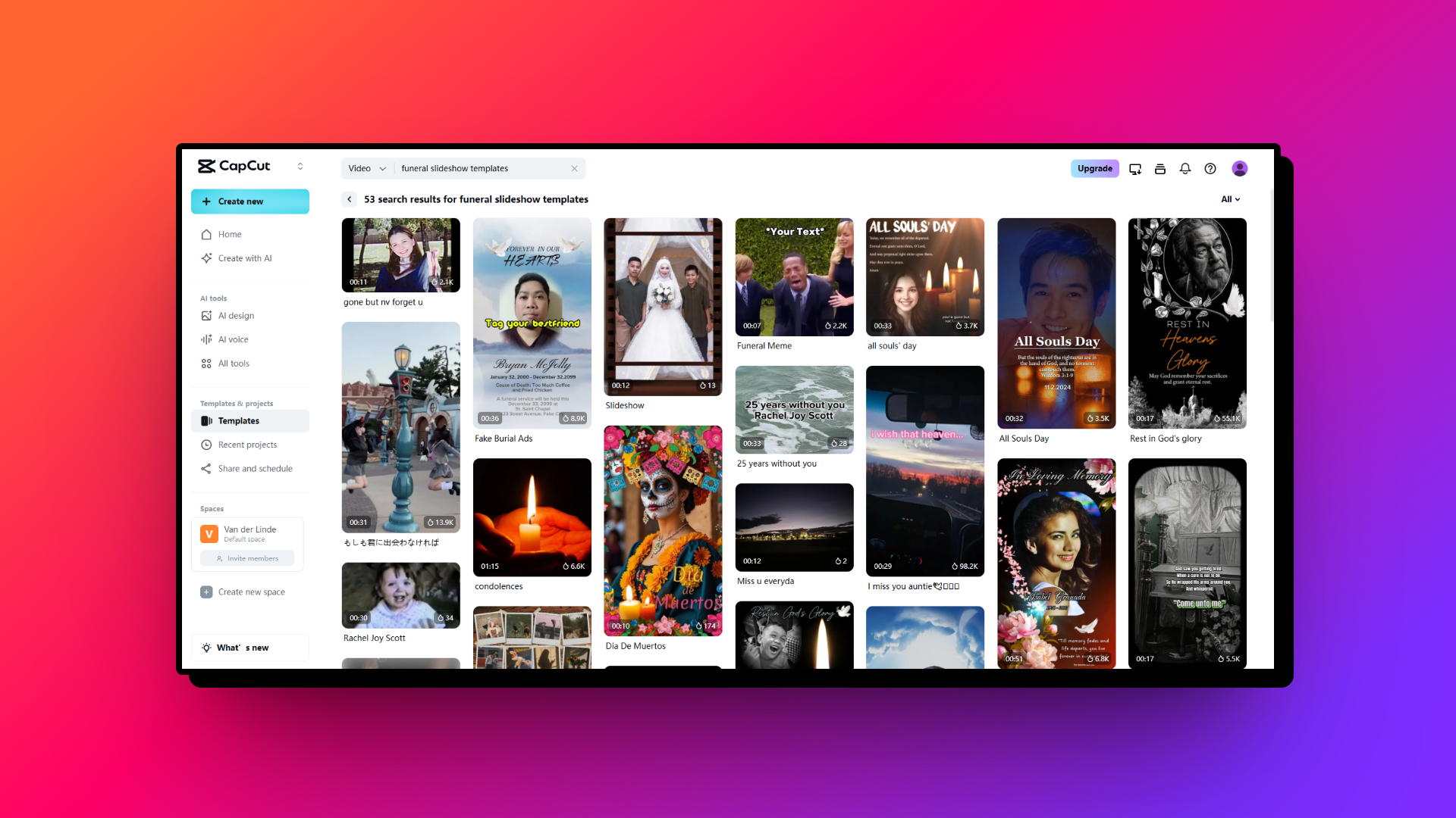 Slideshow templates for funeral wishes