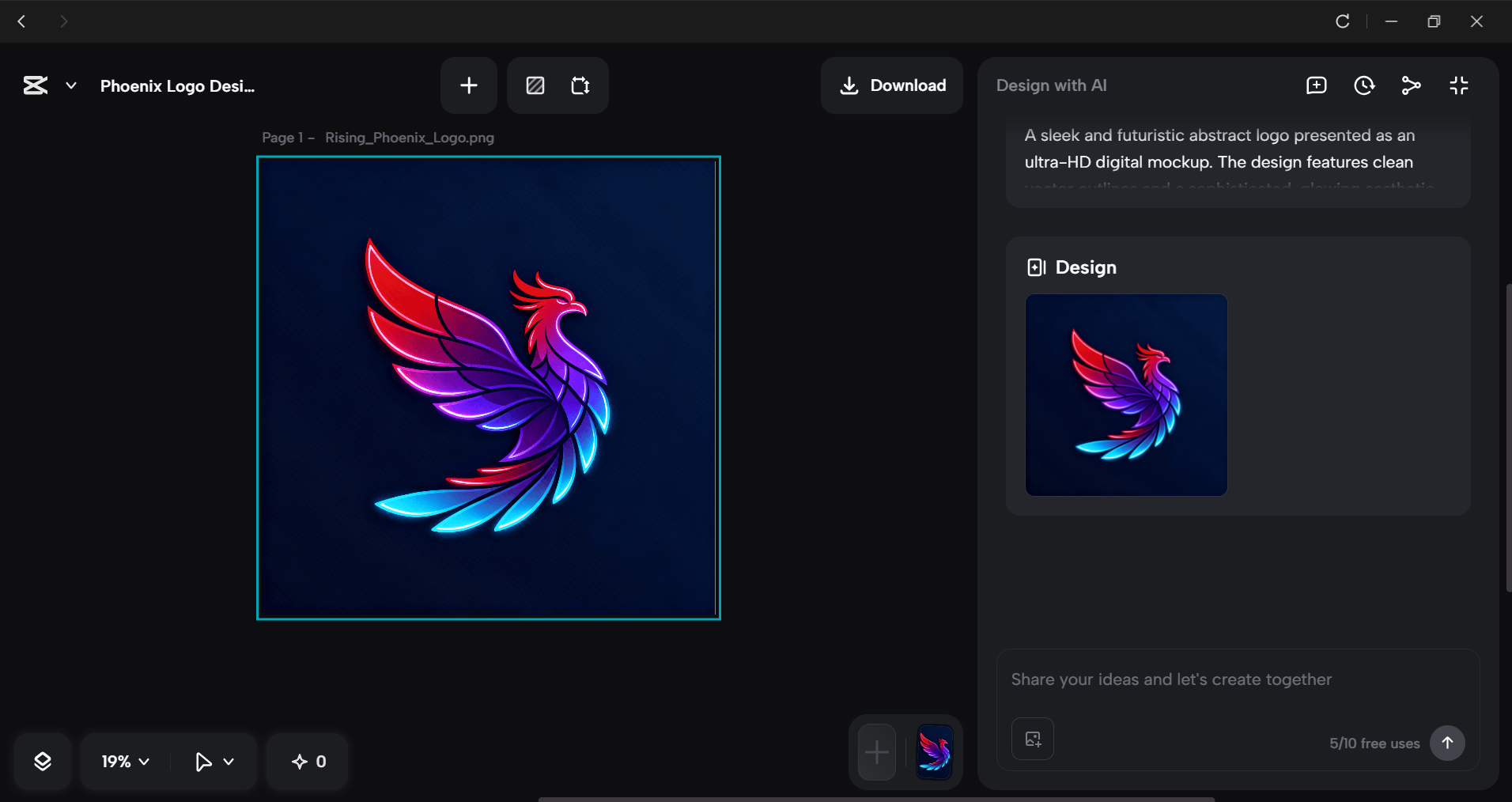 Interface of the CapCut desktop video editor - the best tool to create AI logos