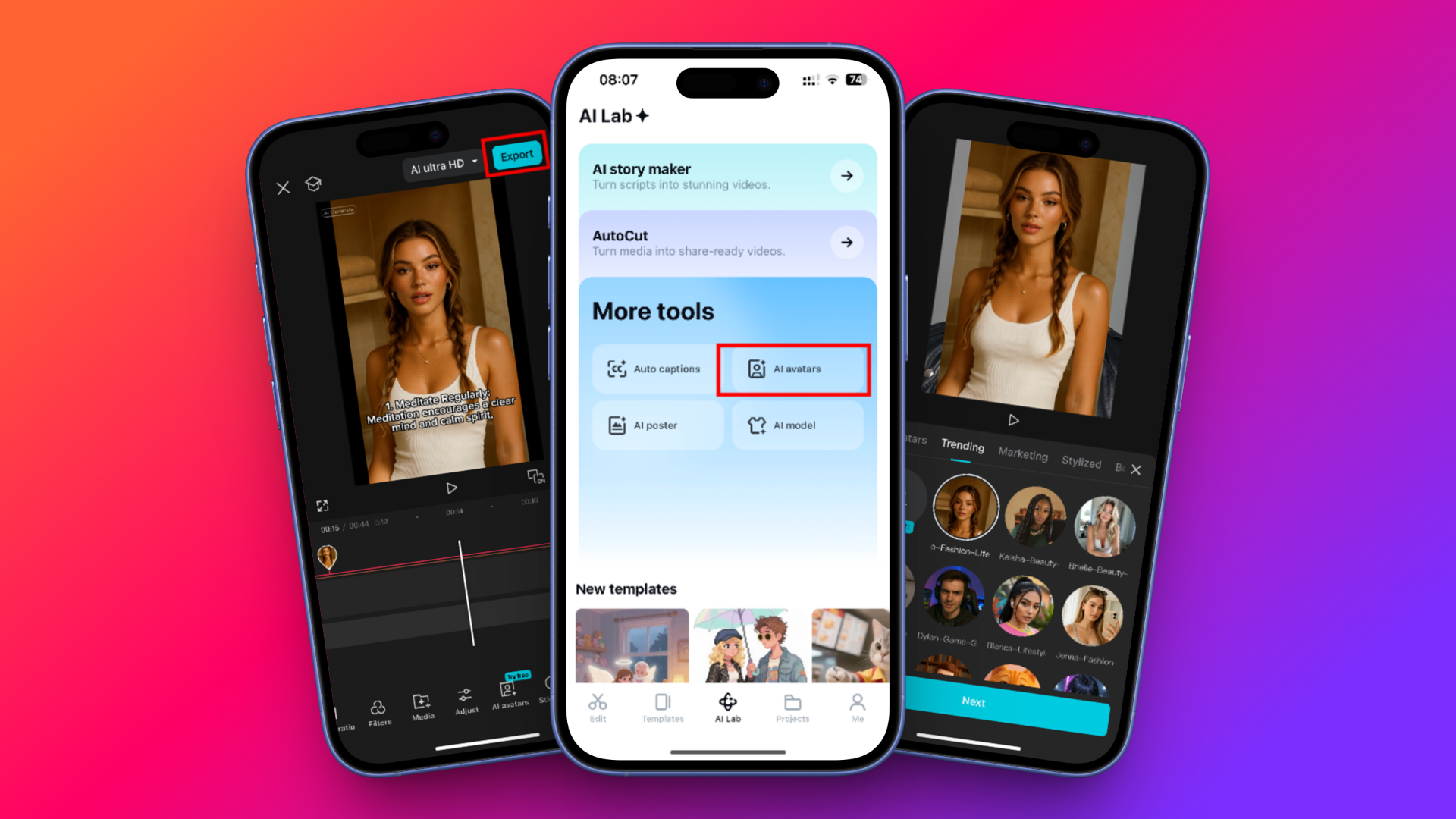 CapCut App's AI avatar feature