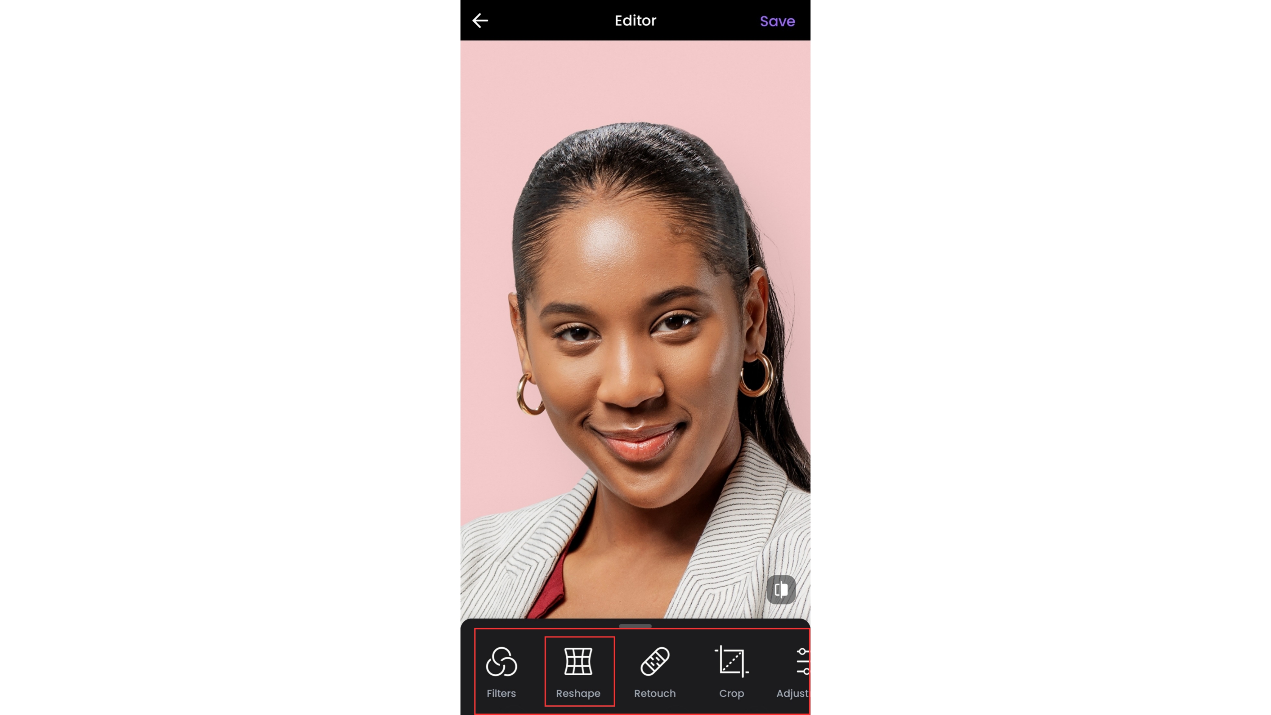 Adjust face with Reshape tool