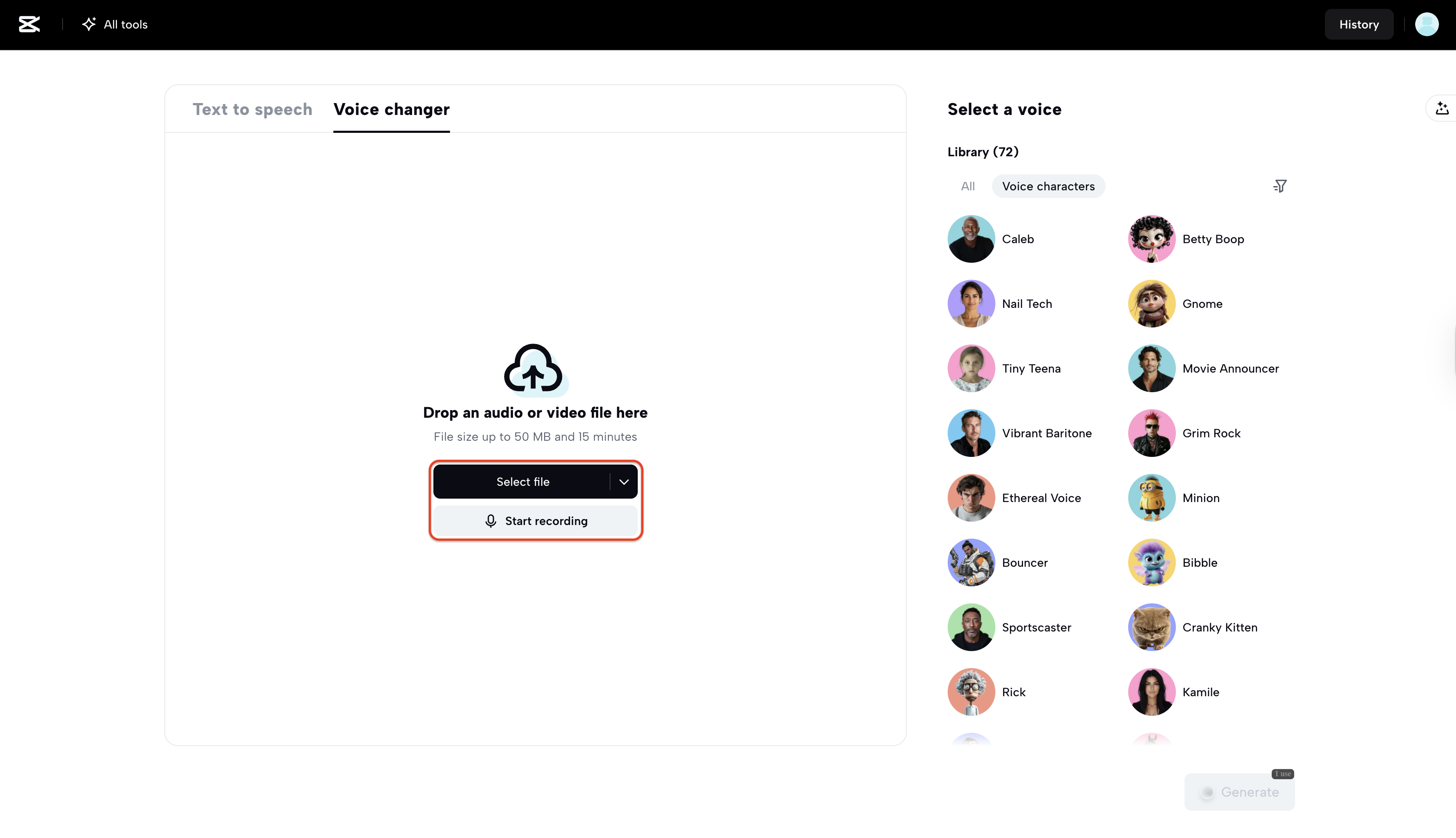 Access AI voice feature