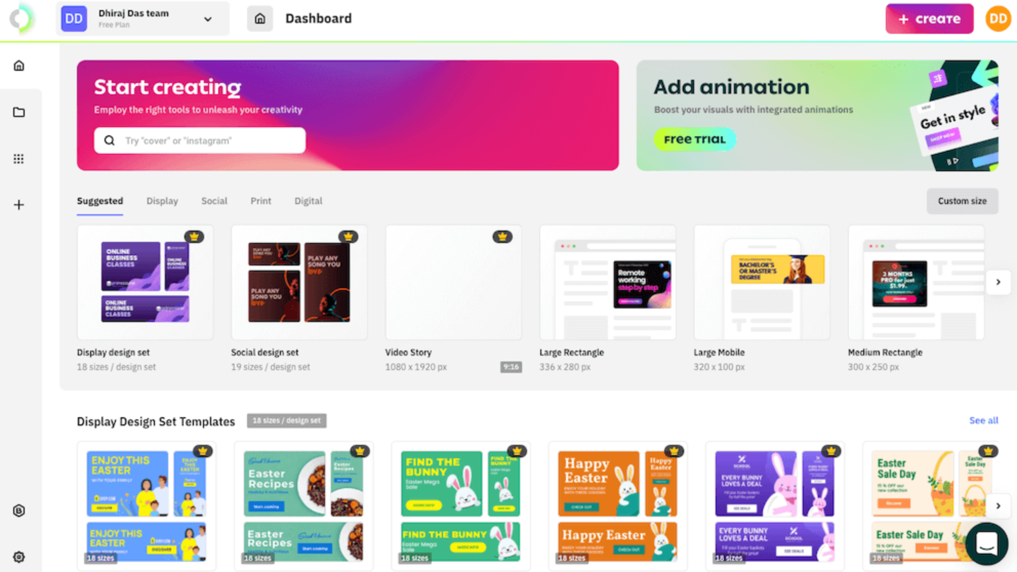 Interface of Creatopy - AI-powered online ad maker