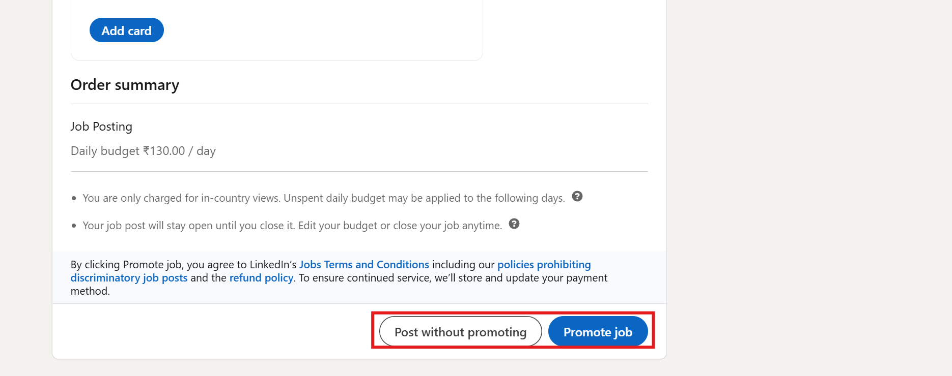 post job LinkedIn
