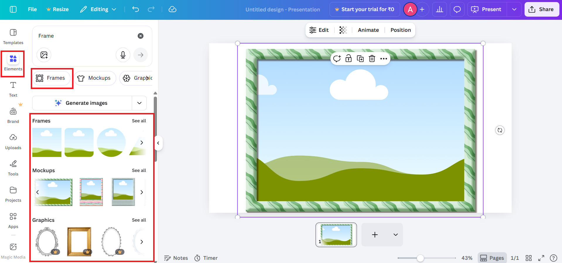 Select a photo frame