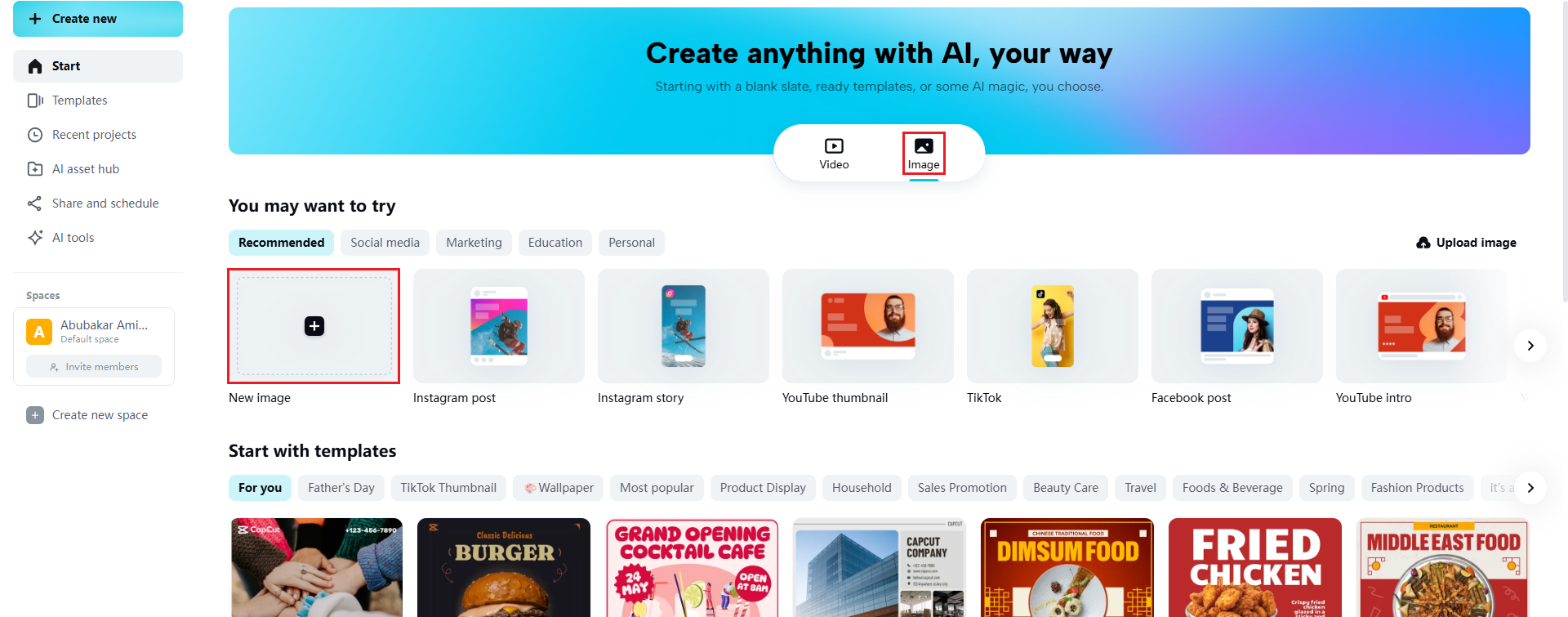 Upload your image to CapCut Web