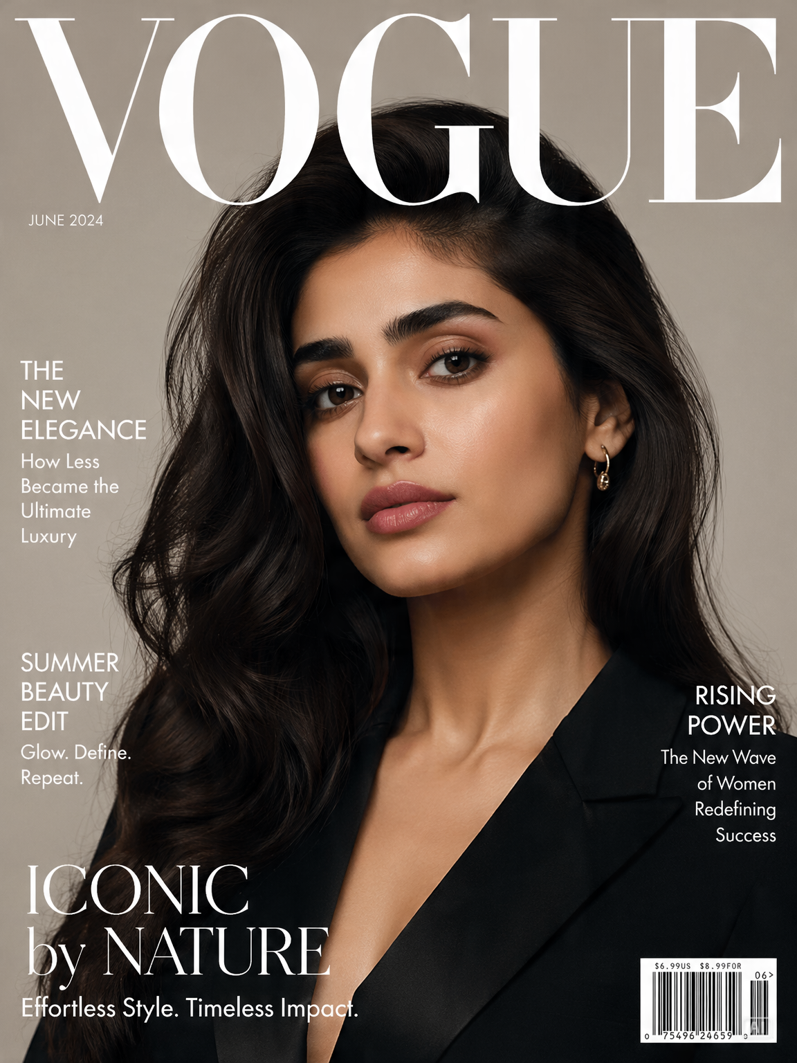AI magazine cover self-portrait generated by Pippit