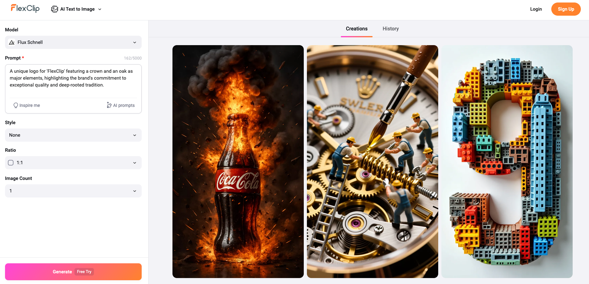FlexClip AI generator