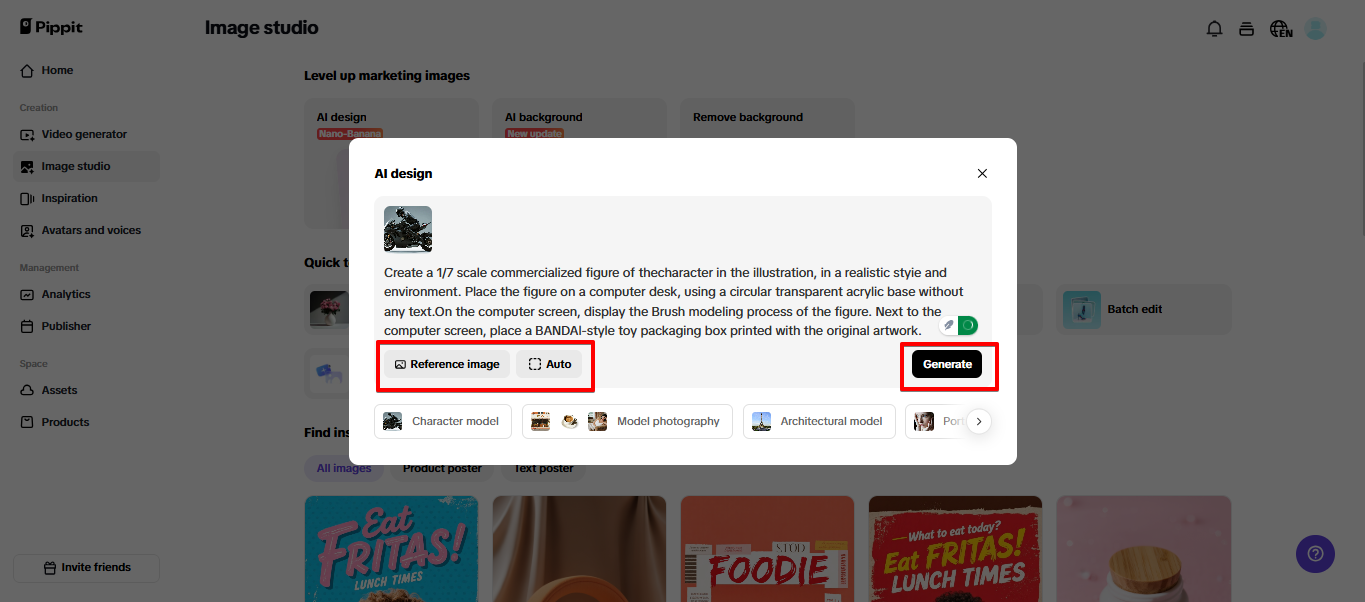 Criar deepfake com IA - Criando imagem deepfake no Pippit