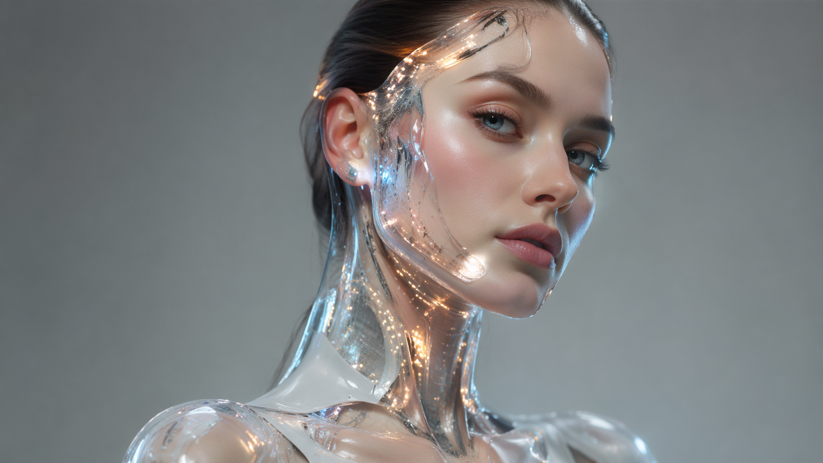 Dreamina AI cyborg filter prompt example 3: Neon Lab Editorial