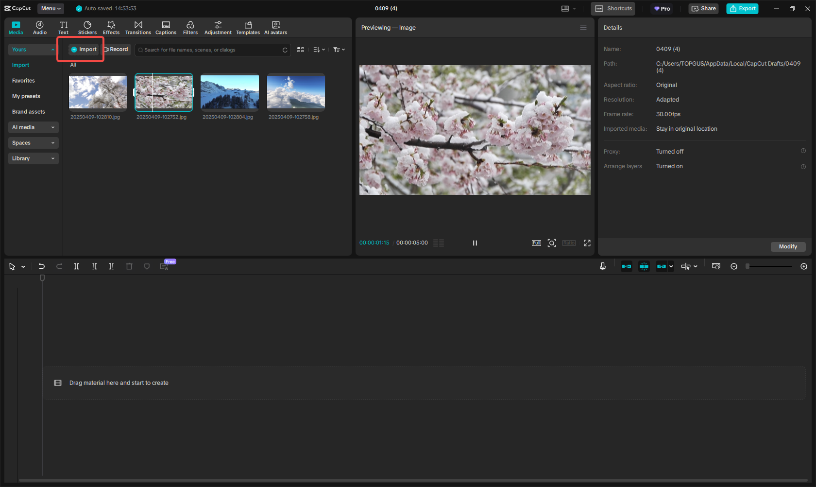 Import media