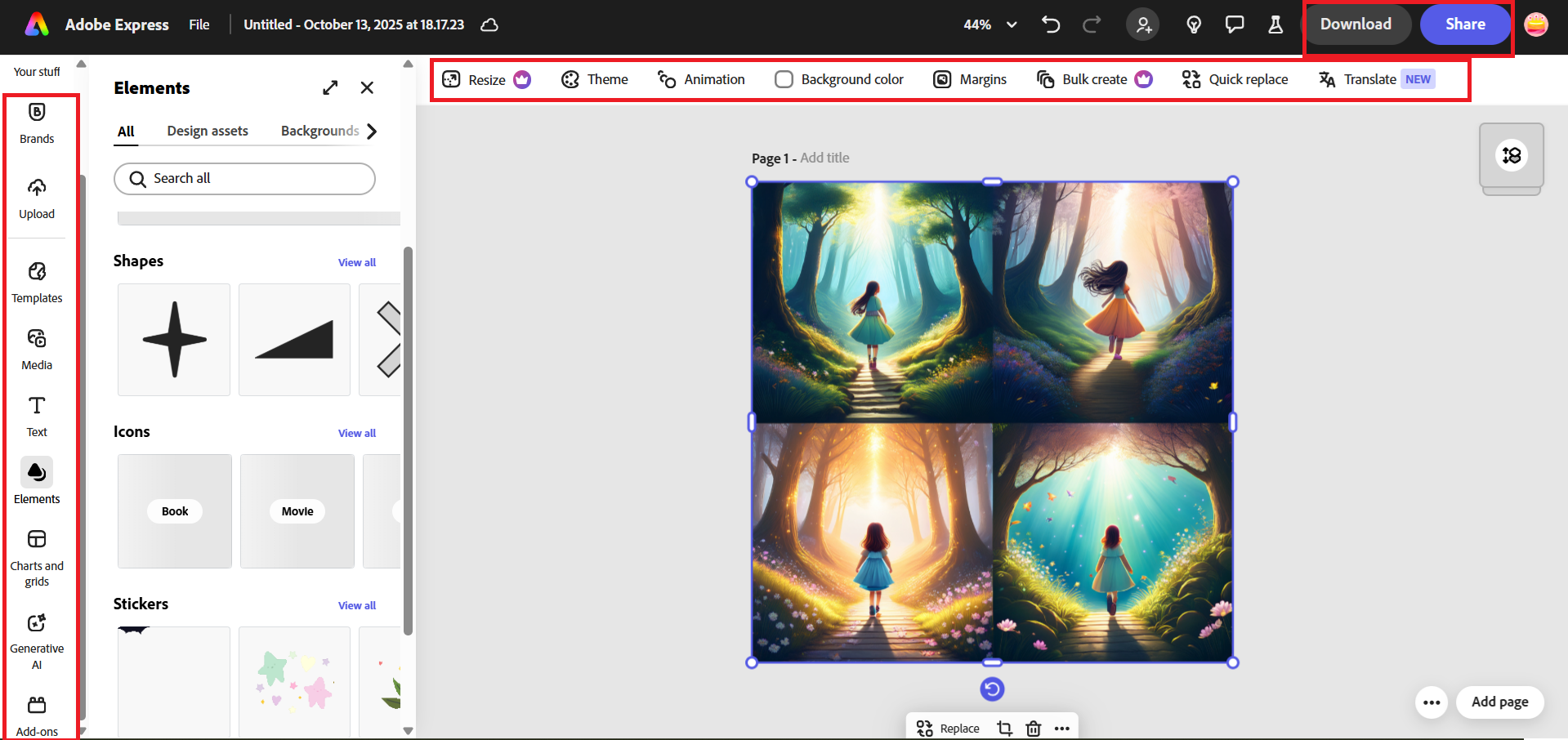 Edit and finalize your sequential art