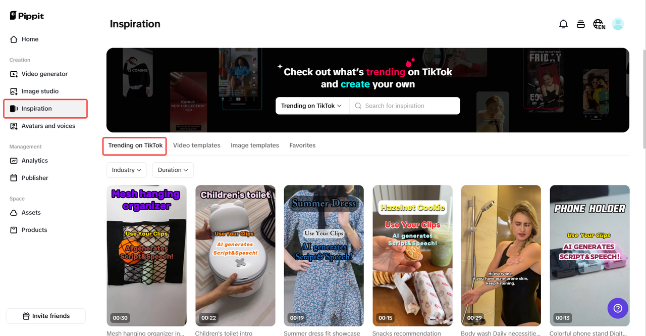 Explore TikTok templates
