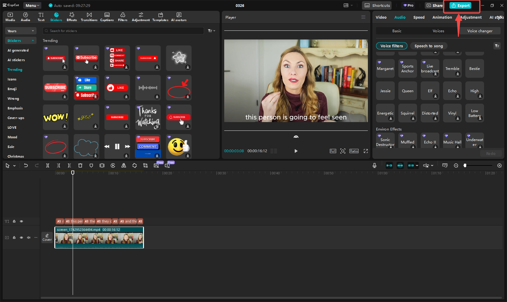 Export your recording
