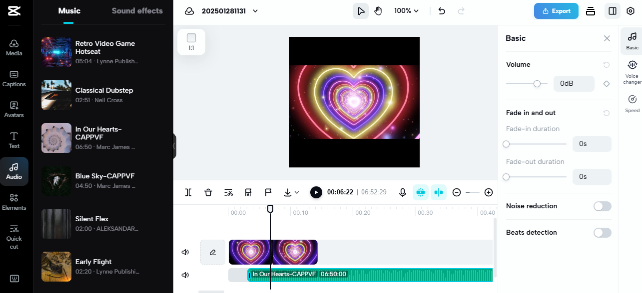 แอปตัดต่อวิดีโอ CapCut พร้อมการแอนิเมชันรูปหัวใจนีออนและการเลือกเพลงประกอบ เป็นเครื่องมือสร้างสรรค์สำหรับการหารายได้เสริมจากที่บ้าน