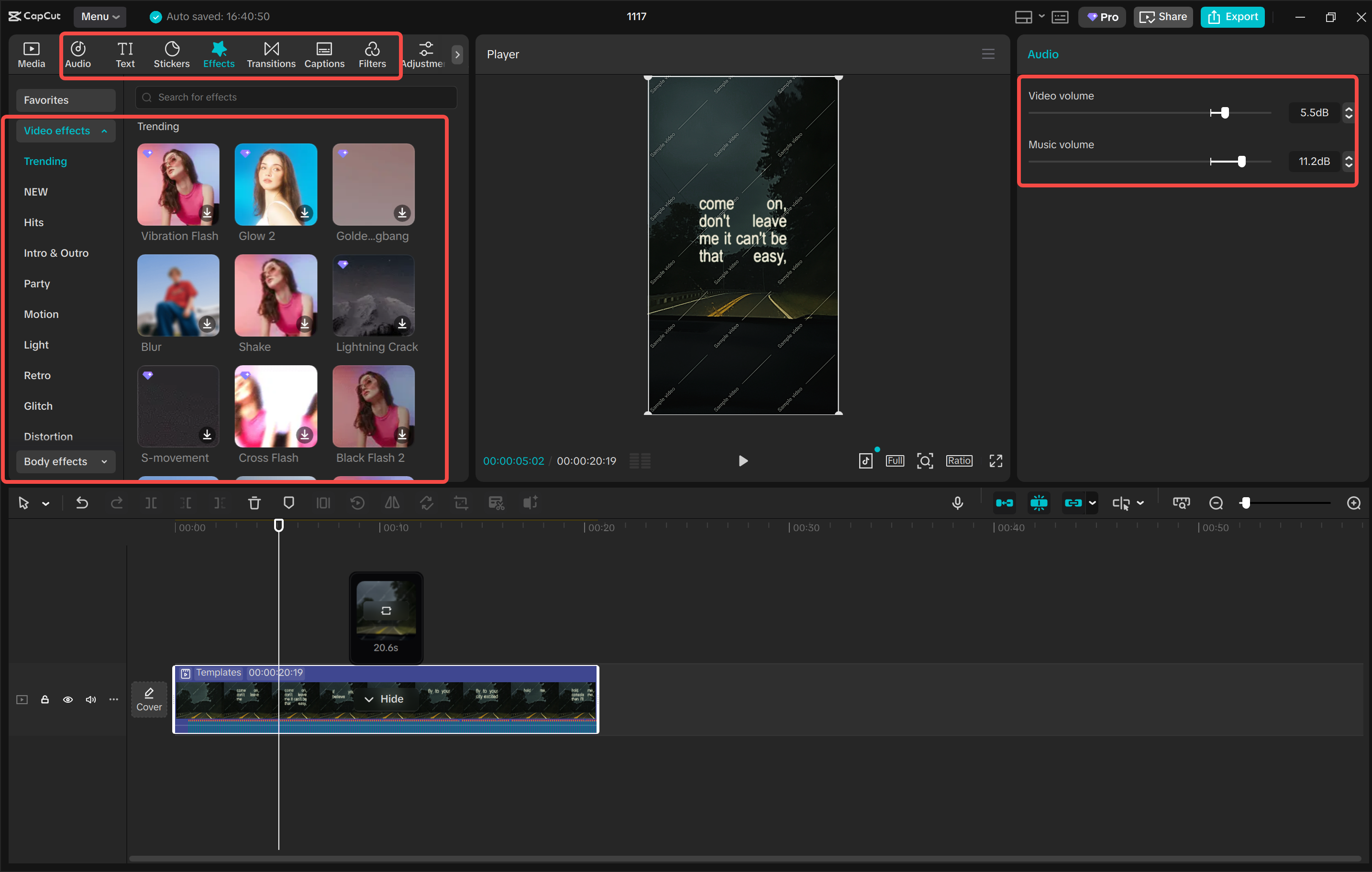 Editing the template in the CapCut desktop video editor