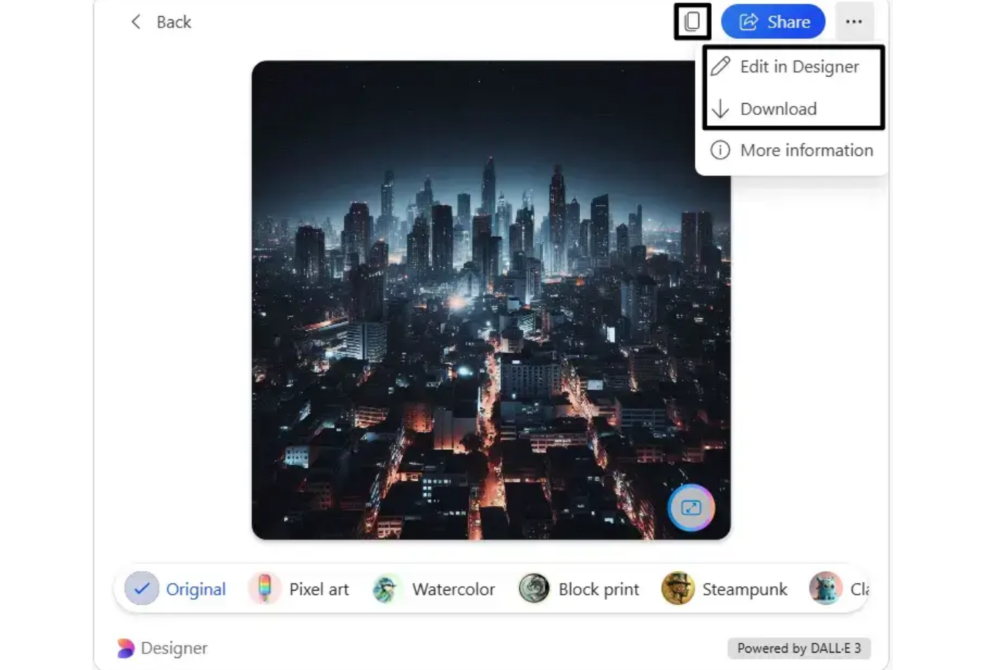 Cambiando el estilo de la foto de Bing AI